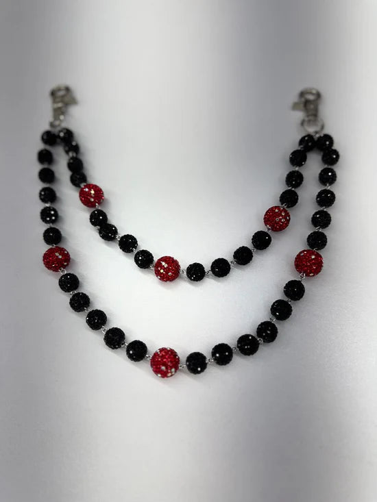 DRUNZ BLCK RED W DOTS WALLET CHAIN DZ124