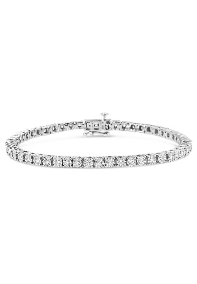 Sterling Silver 1-3/4 Cttw Lab Grown Diamond Illusion-Set Tennis Bracelet - 6"