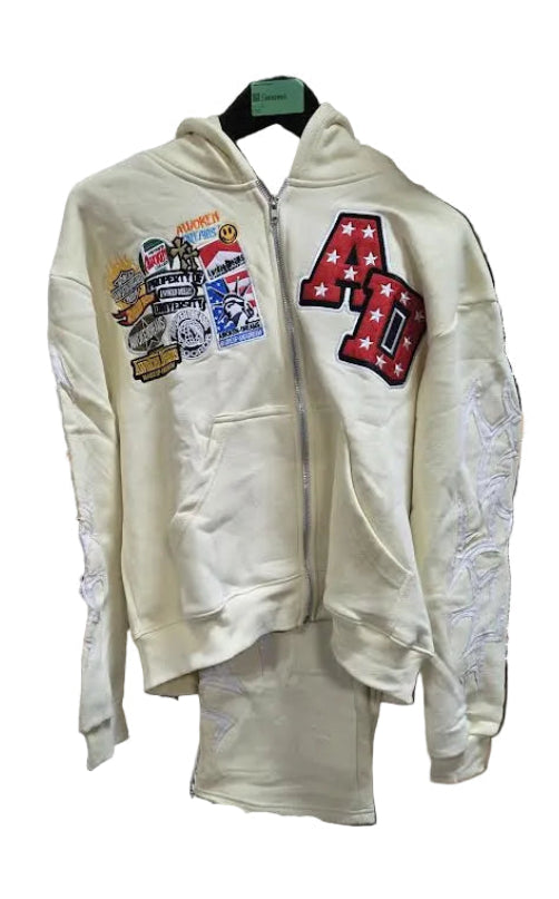 Awoken Dreams Cream Patchwork Hoodie