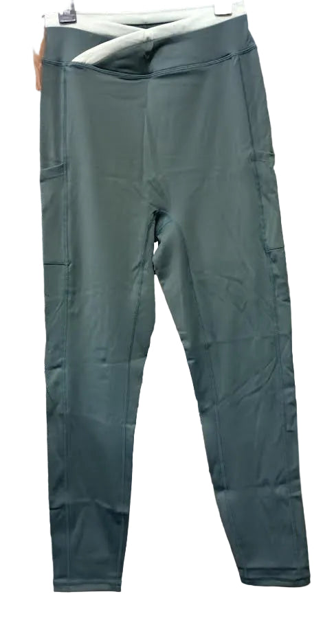 Green Natural V-Waisted Leggings 25" by Berlook - Medium