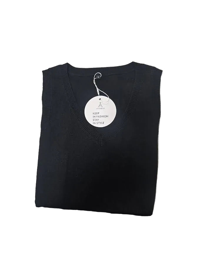 ANRABESS Women's Sleeveless Sweater Vest Sm black