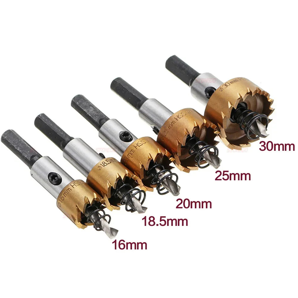 STONEGO 5Pcs High Speed Steel Hole Saw Cutter Drill Bit