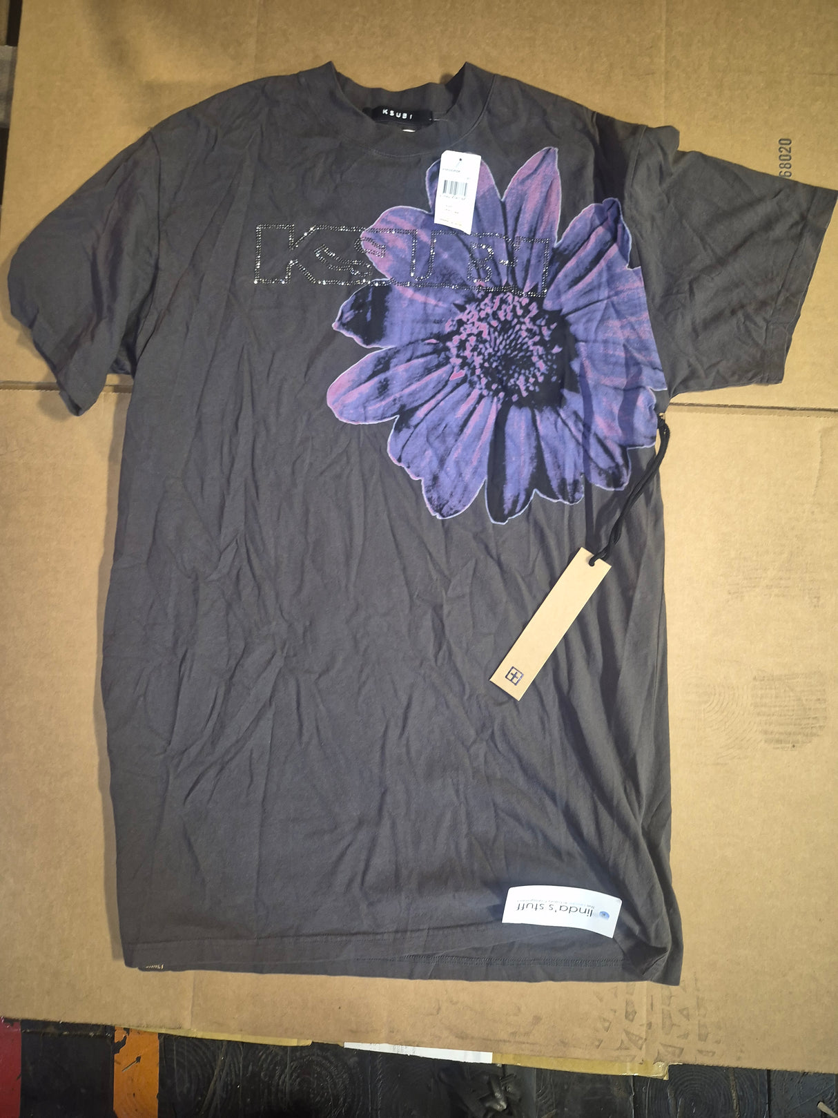 KSUBI, T-shirt (L) Women's Cyberflora Print, Purple and Black