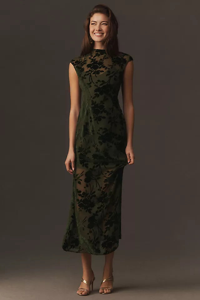 Hutch Stella Burnout Velvet Maxi Dress Size M