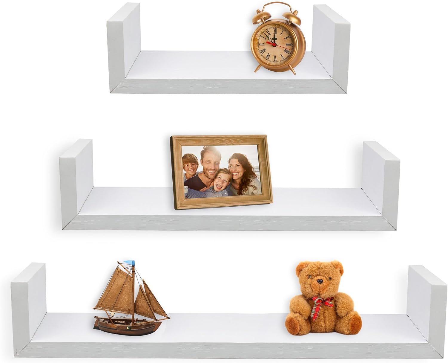 Greenco Set Of 3 Floating “u” Shelves Easy To Assemble Floating Wall Keevado Store