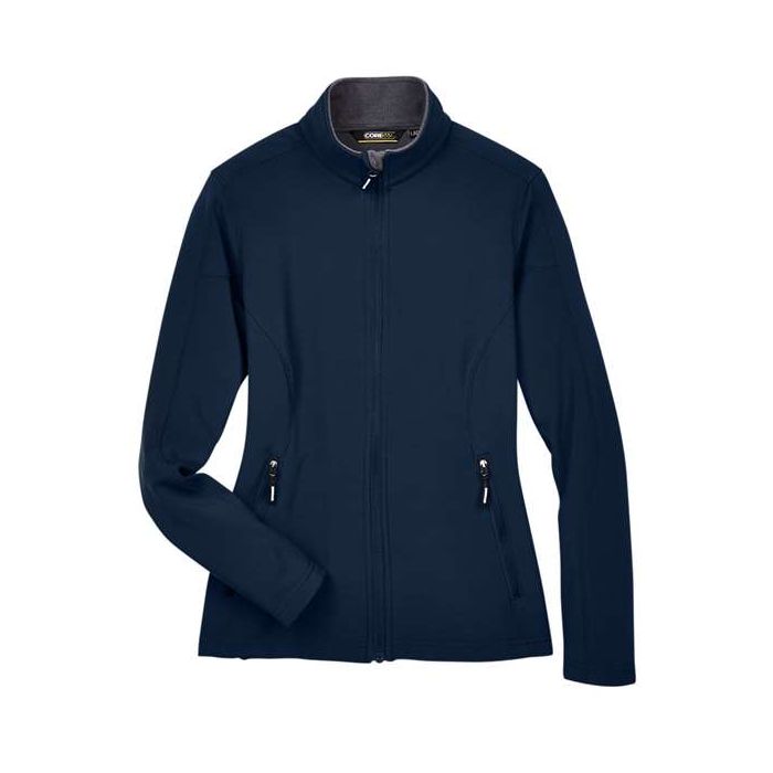 CORE365 - Women's Cruise Two-Layer Fleece Bonded Soft Shell Jacket - Classic Navy - Large