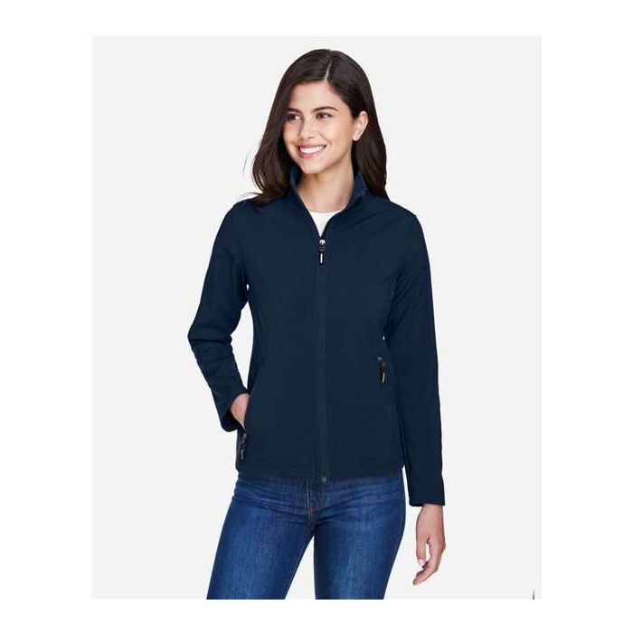 CORE365 - Women's Cruise Two-Layer Fleece Bonded Soft Shell Jacket - Classic Navy - Large