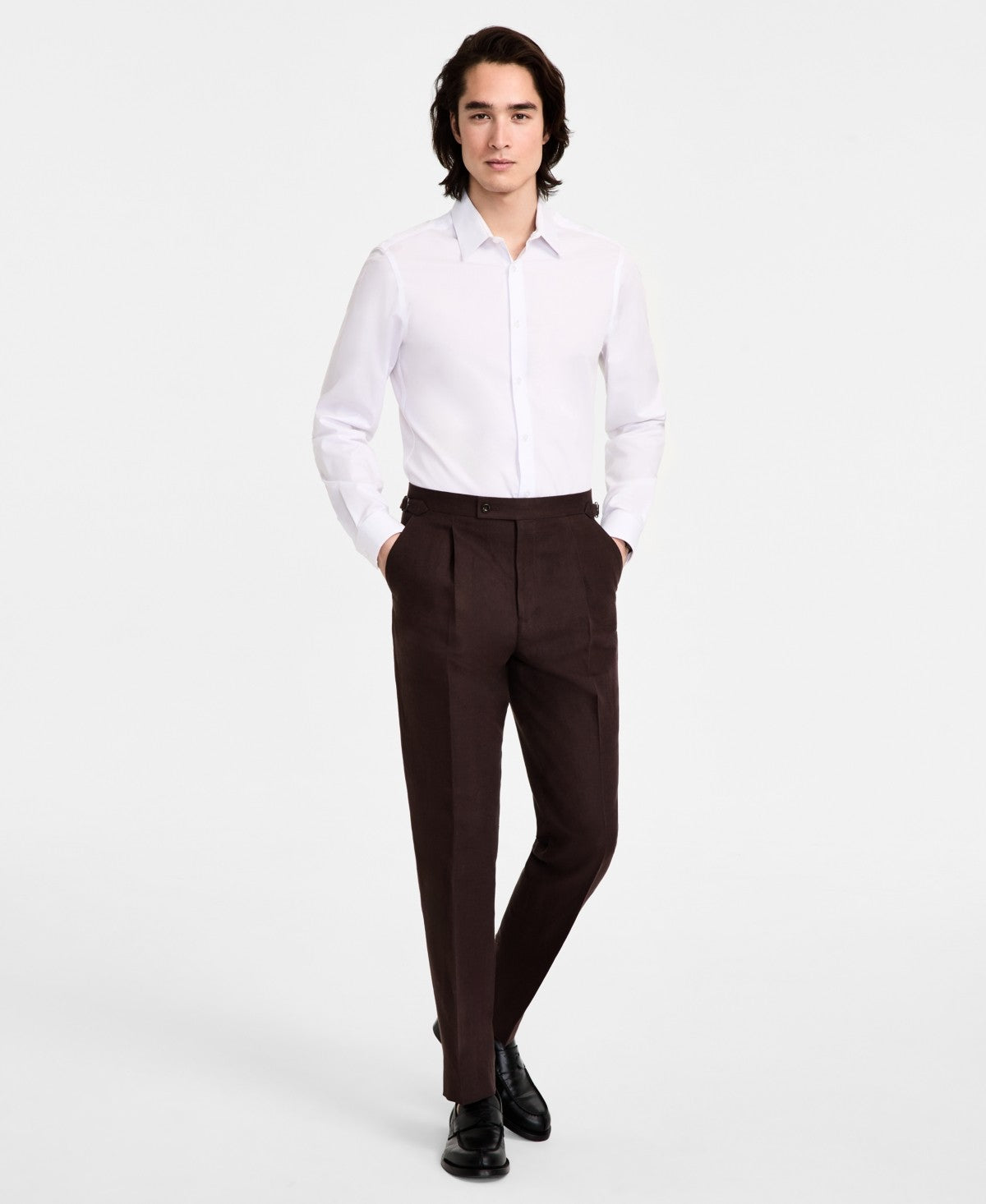Calvin Klein Mens Slim Fit Solid Stretch Dress Pants - Brown Size: 40 / 32