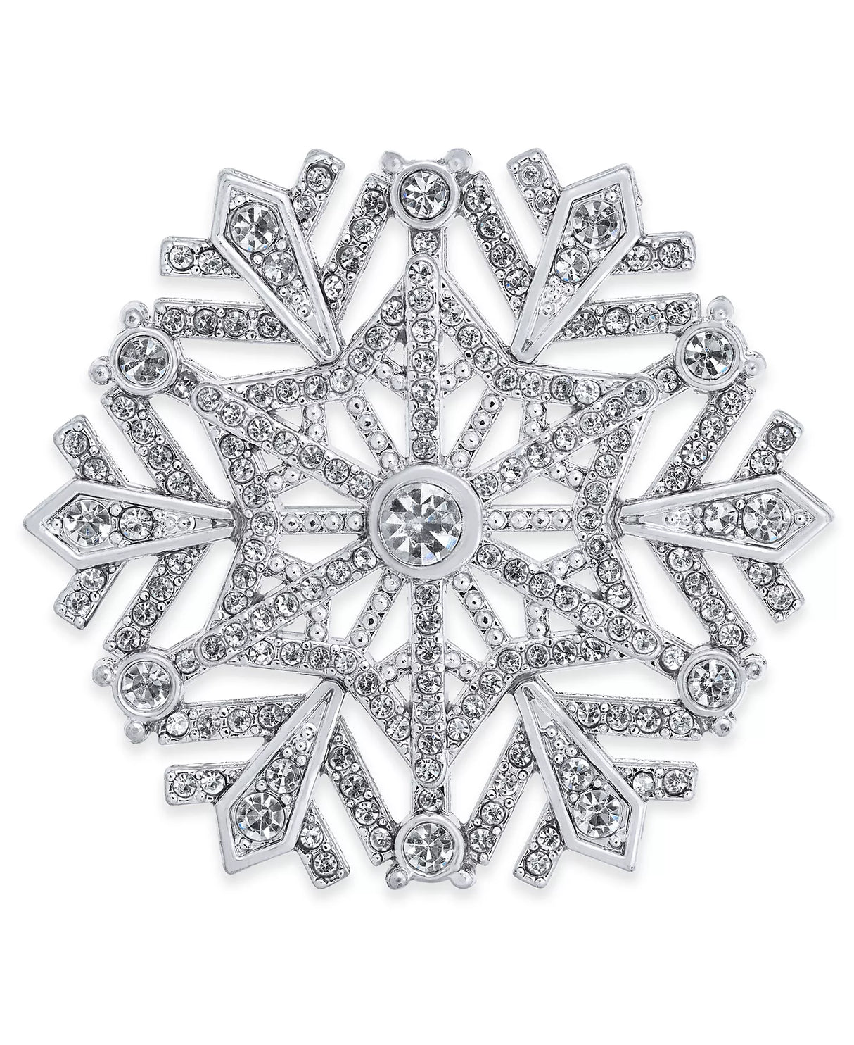 Holiday Lane Silver-Tone Crystal Snowflake Pin