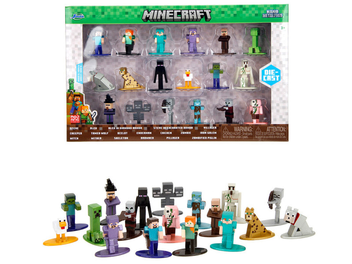 "Minecraft" Set of 18 Diecast Figures "Nano Metalfigs" Series Diecast Models by Jada