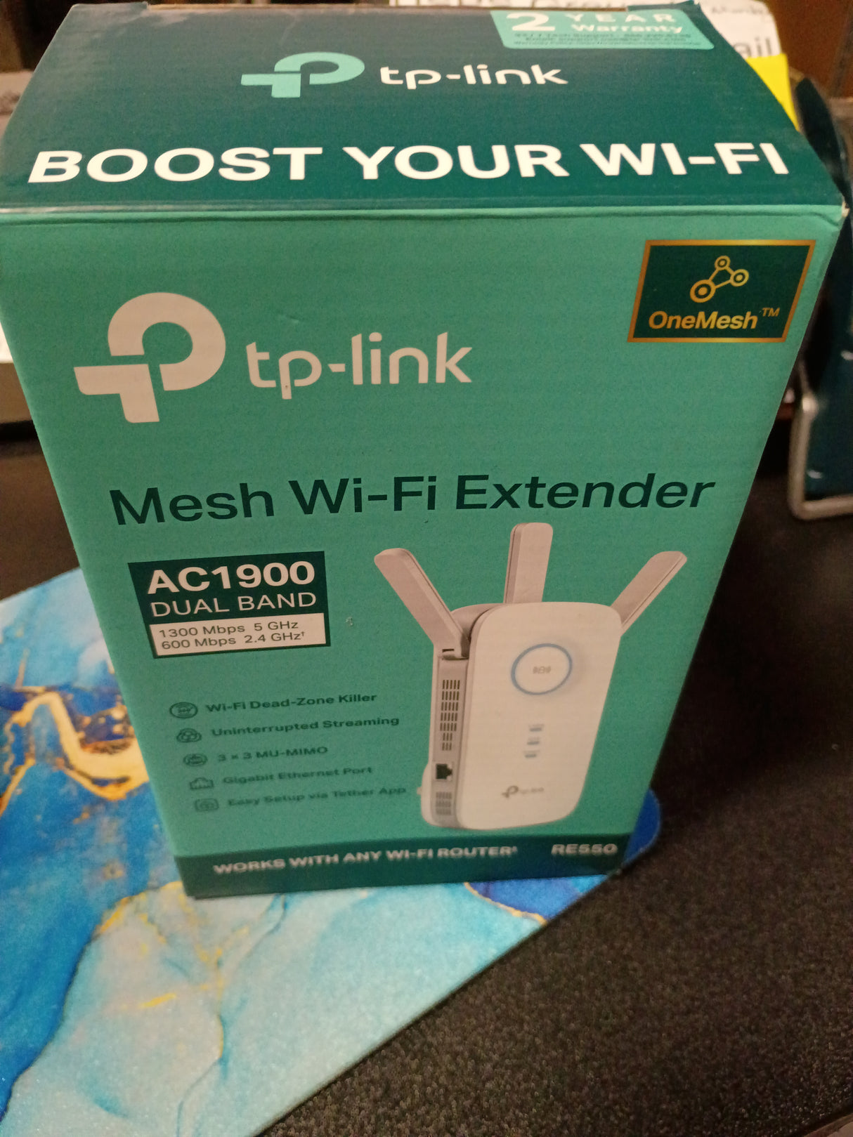 TP-Link AC1900 WiFi Range Extender RE550 | Dual-Band Wireless Repeater Amplifier w/Gigabit Ethernet Port | Up to 2200 Sq. Ft., 32 Devices | Internet Signal Booster | APP Setup | EasyMesh Compatible
