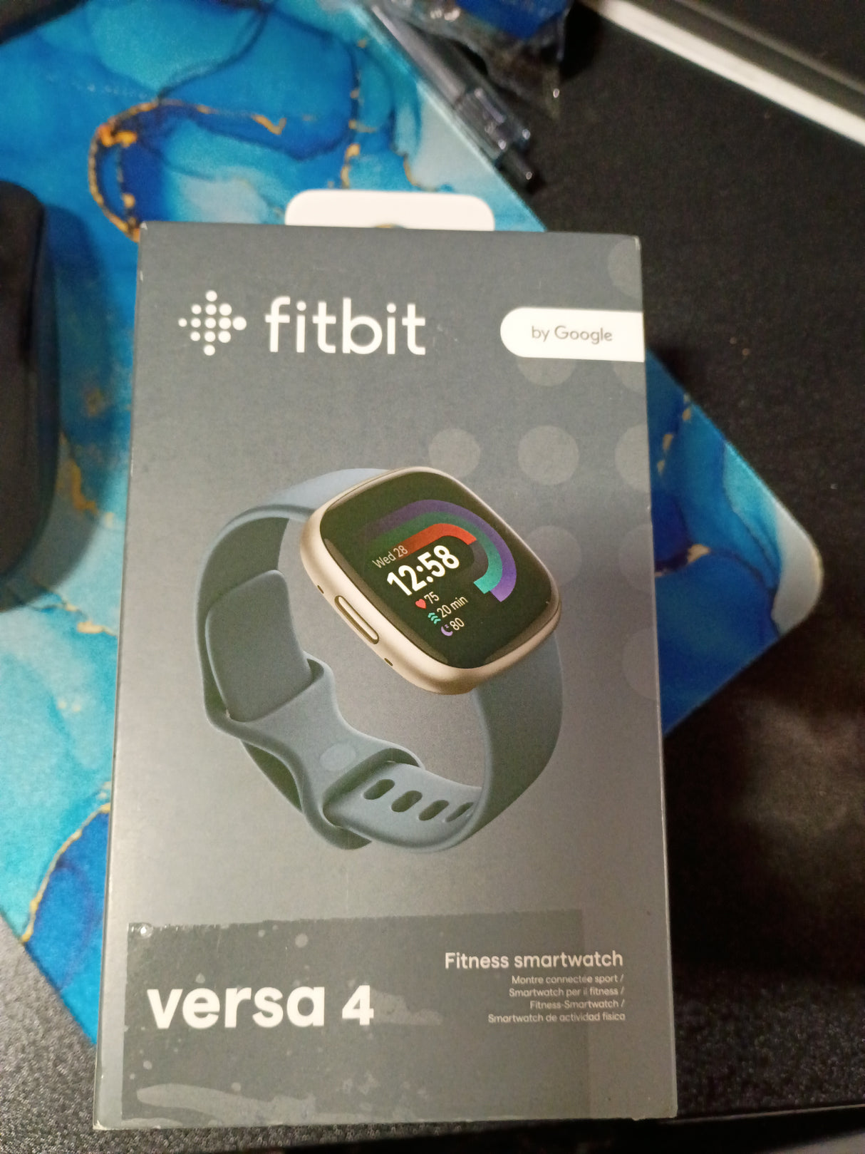 Fitbit Versa 4 Fitness Smartwatch with Daily Readiness, GPS, 24/7 Heart Rate, 40+ Exercise Modes, Sleep Tracking and more, Waterfall Blue/Platinum, One Size (S & L Bands Included)