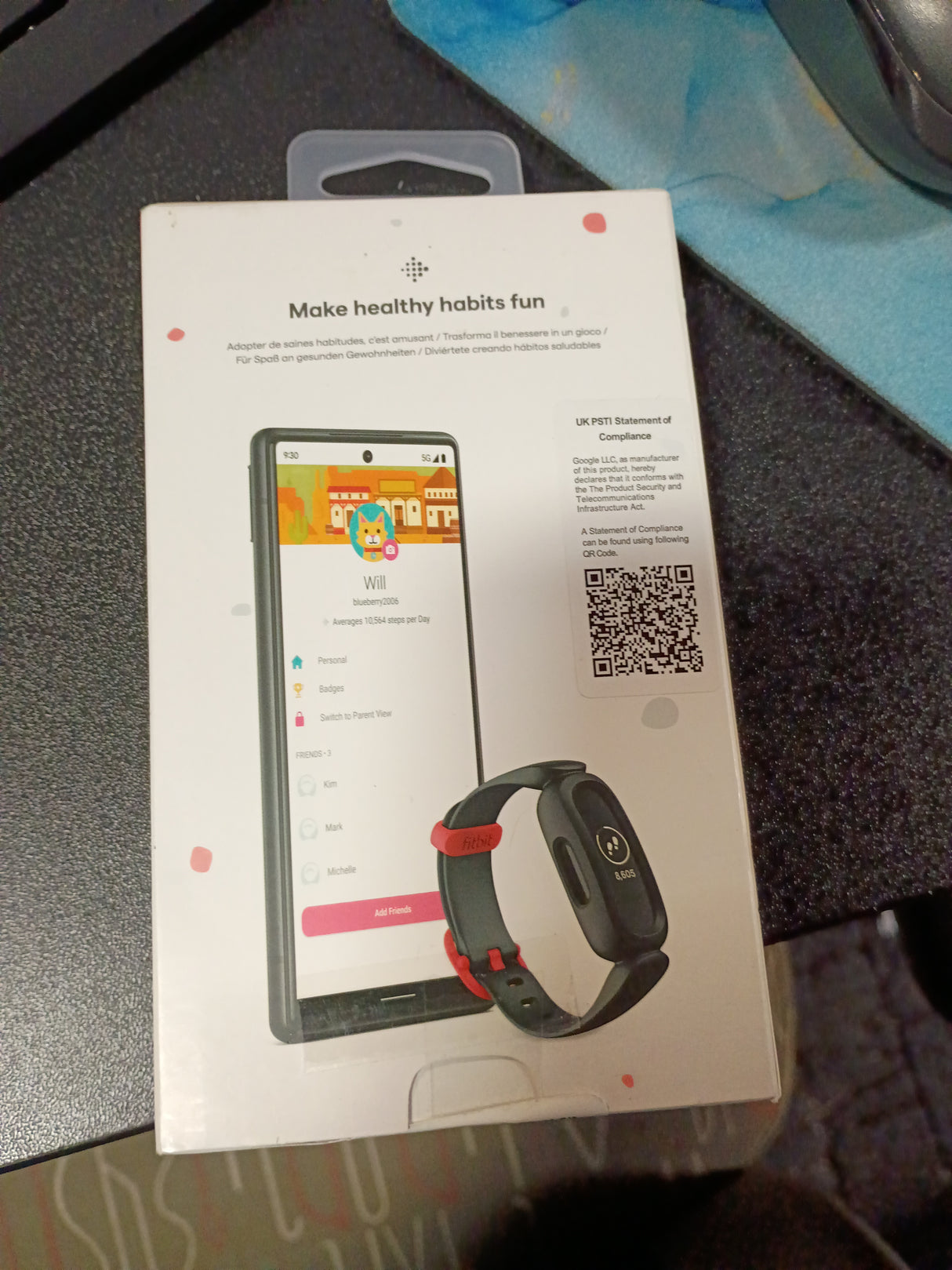 Fitbit Ace 3 Activity-Tracker for Kids 6+ One Size, Black/Racer Red