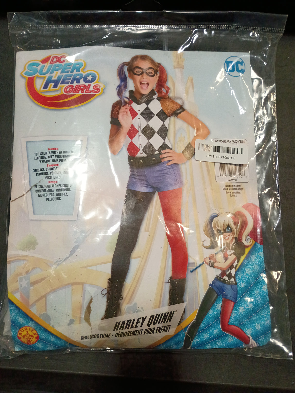 Rubie's Costume Co Kids DC Superhero Girls Deluxe Harley Quinn Costume, Medium Multi-Colored