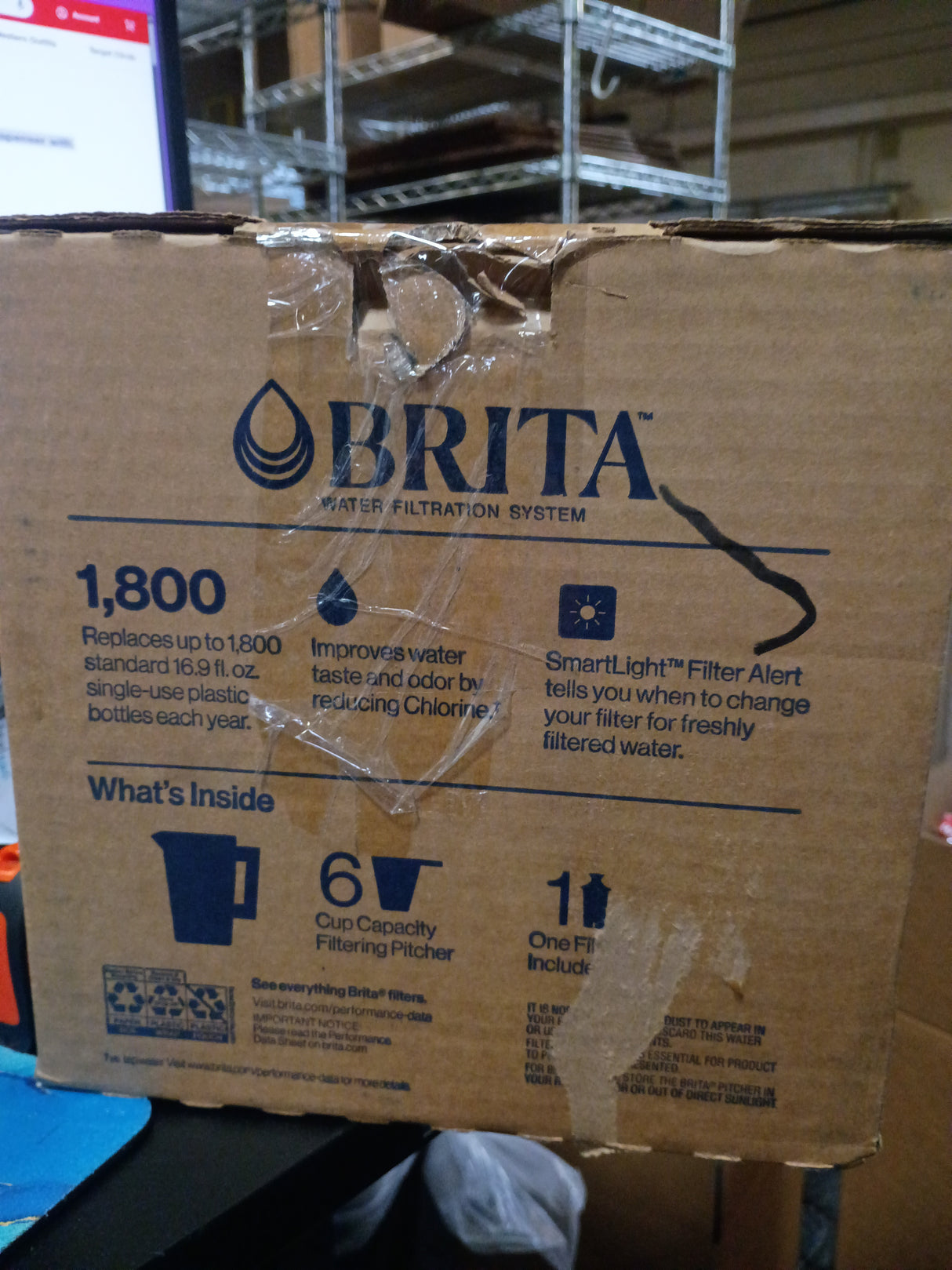 Brita Water Filter 6-Cup Denali Water Pitcher Dispenser wth Standard Water Filter - White