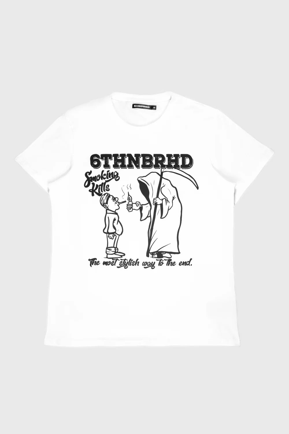 6thNBRHD TEE "NO SMOKES" WHITE Size S