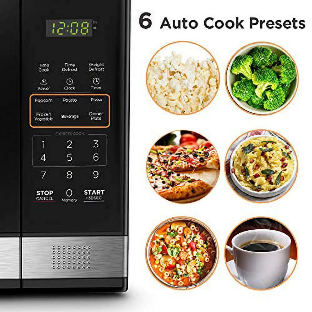 BLACK+DECKER | Model EM031MB11 | Digital Microwave Oven with Turntable | Push-Button Door | Child Safety Lock | 1000W | 1.1 cu.ft |Black & Stainless Steel | PICKUP ONLY!