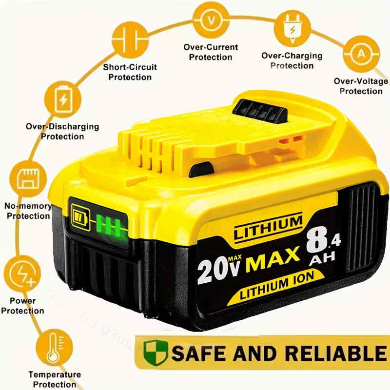 4 Pack 8.0Ah Replacement for Dewalt 20V Battery