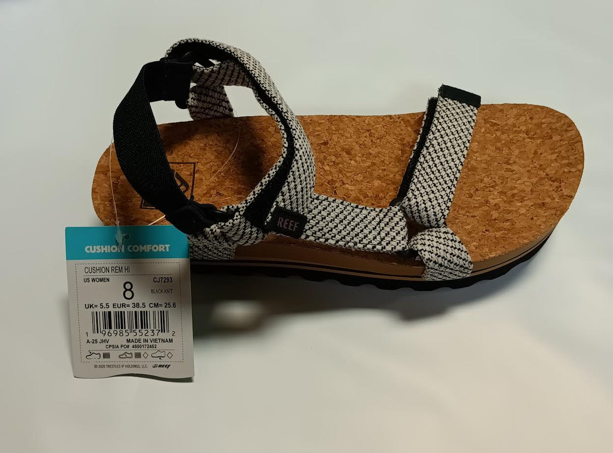 REEF Women's Cushion Rem Hi Platform Sandals - Black Knit - Size 8