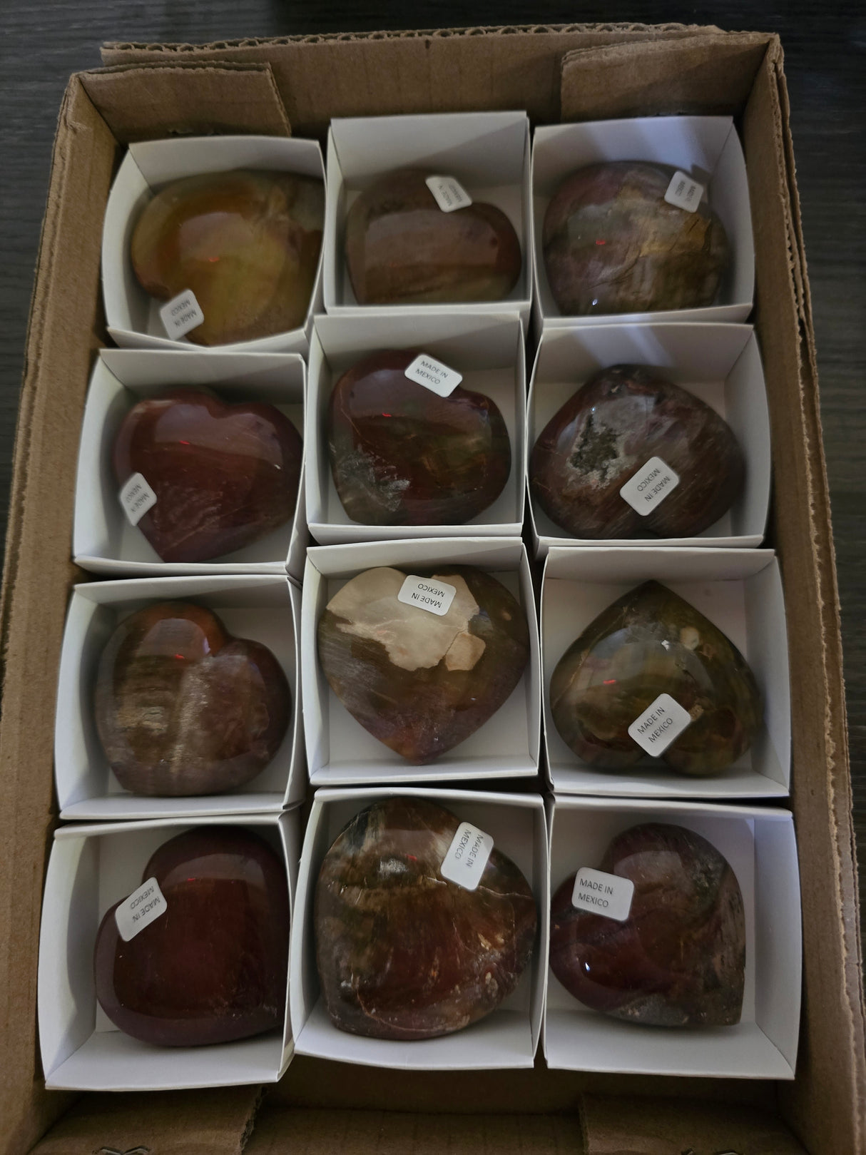 Petrified Wood Heart Carving 1pc (Assorted)