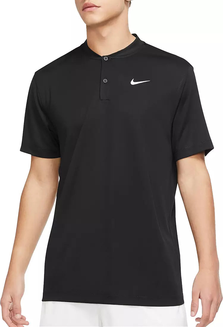 Nike Men's NikeCourt Dri-FIT Blade Collar Tennis Polo ( Black , L )
