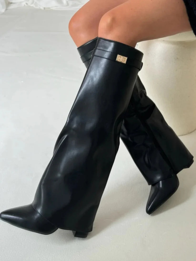Slouchy Pointed Toe Thigh-High Boots for Women – Stylish & Comfortable Size: 38