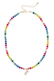 Ruthie Rainbow Beaded Mini Initial Necklace