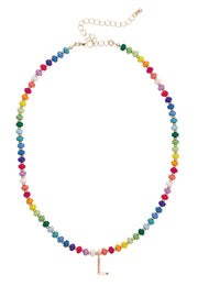 Ruthie Rainbow Beaded Mini Initial Necklace