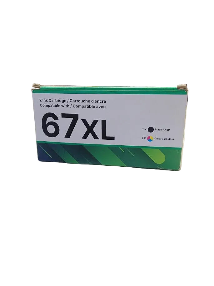 67XL Ink Cartridges Black/Color Combo Pack Replacement for HP 67 Ink XL 2827e hp67xl hp67 for 2700 2700e 2752 2742e 2755 2755e 4100 2855 4227e 4155 6000 6055e 6400 6458 6455e Printer, 2 Pack