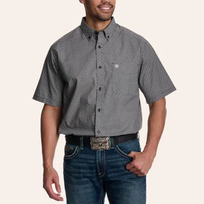 ARIAT Men's Earnest Black Geo Print SS Button-Up - 3XL