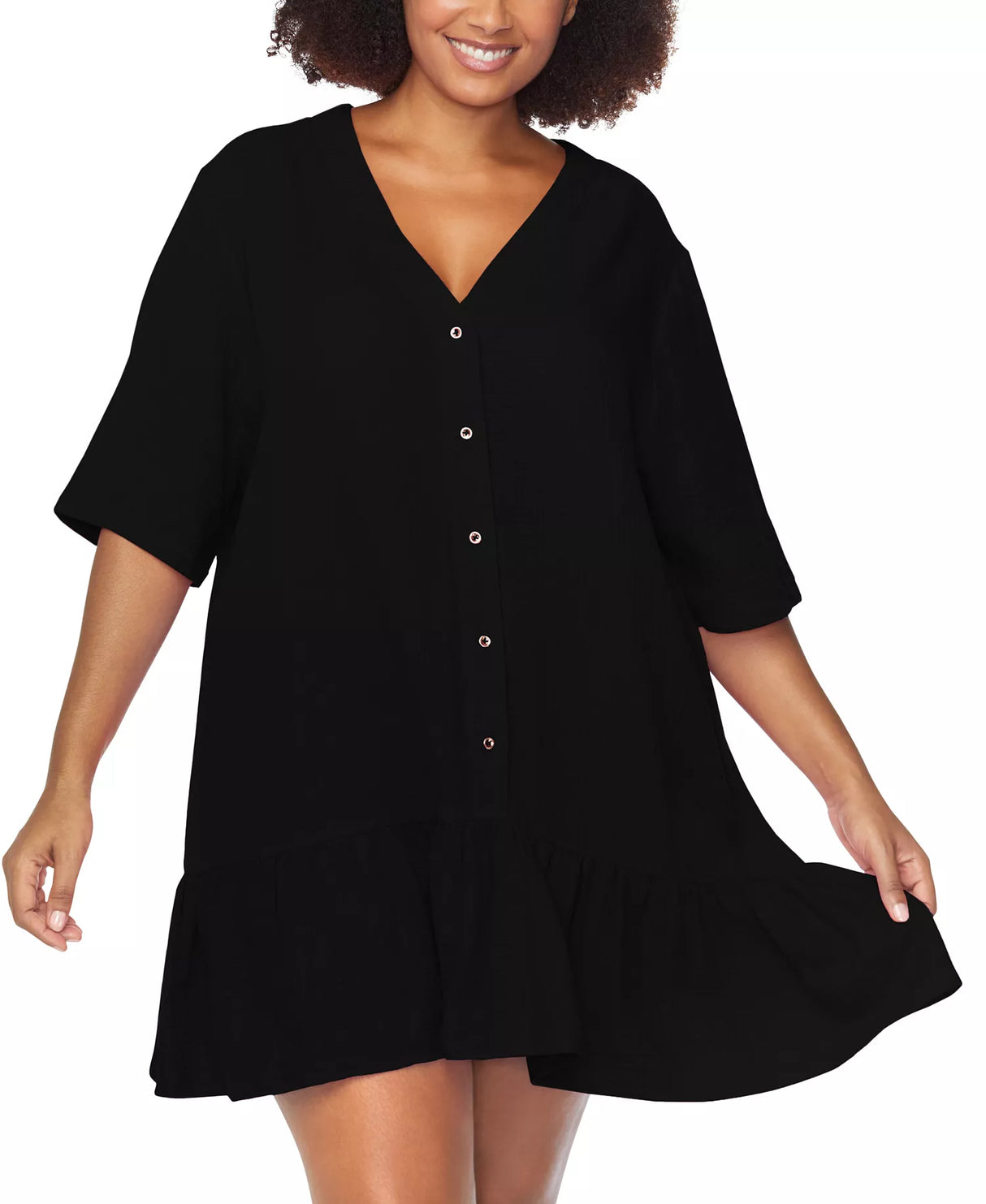 Raisins Curve Trendy Plus Size Sol Cotton Cover-Up Size: 1X