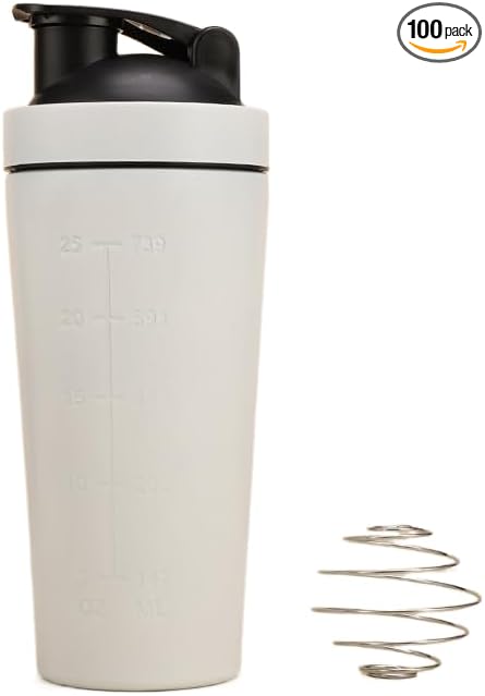 304 stainless steel insulated cup Shaker cup Car cup 500ml(about 500g)| gold, suitable for protein mixes, shakes and pre-workout (White)