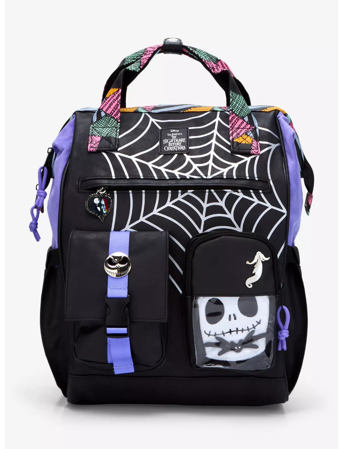 Disney The Nightmare Before Christmas Spiderweb Multi-Pocket Backpack With Jack Skellington Plush