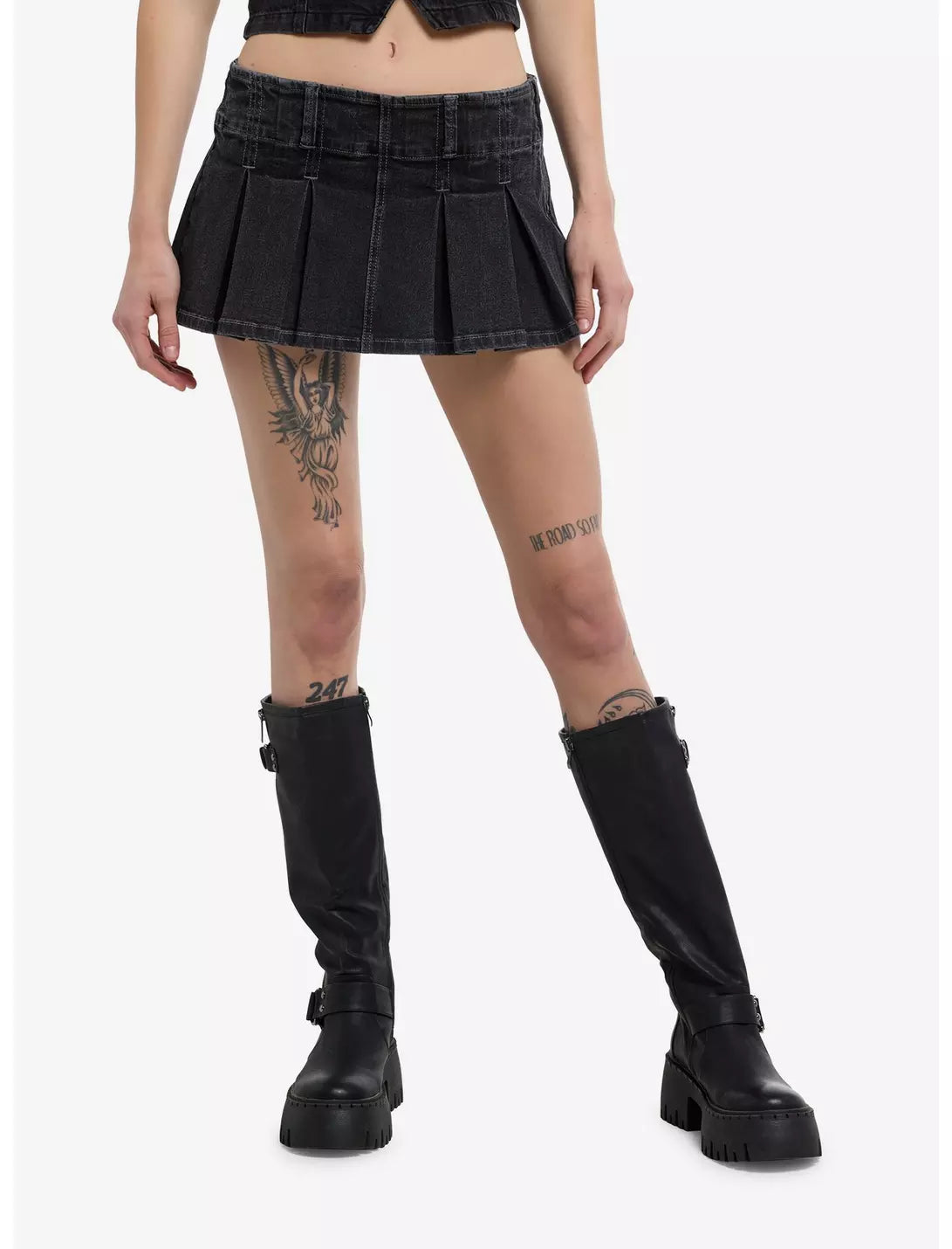 Faded Black Pleated Micro Skort Size L