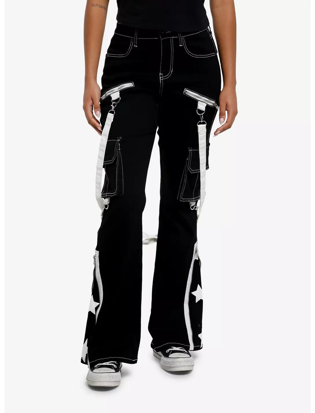 White Star Suspender Flare Denim Pants Size 1