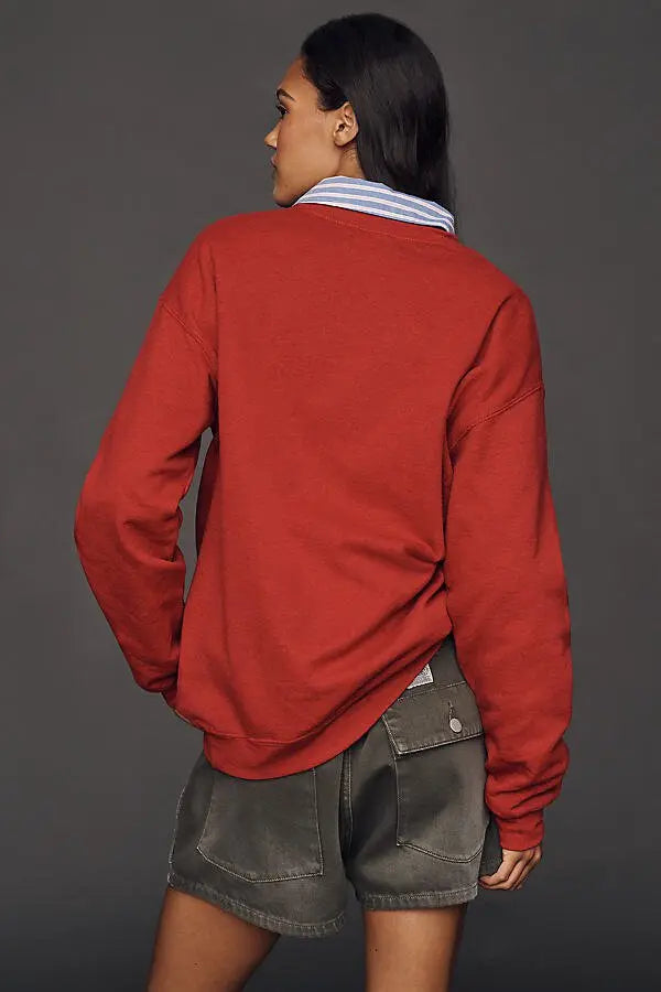 Anthropologie Après Ski Fleece Sweatshirt - Red Size: M