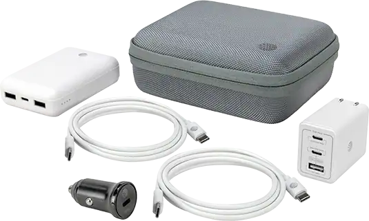 AT&T Power Kit with 70W Multi Port Wall Block, 30W Car Charger, 2 C to C Cables, and 10K Power Bank