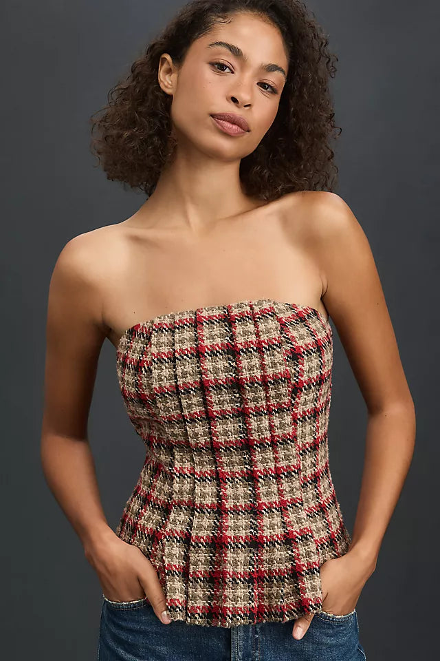 Mare Mare Strapless Plaid Top Size L