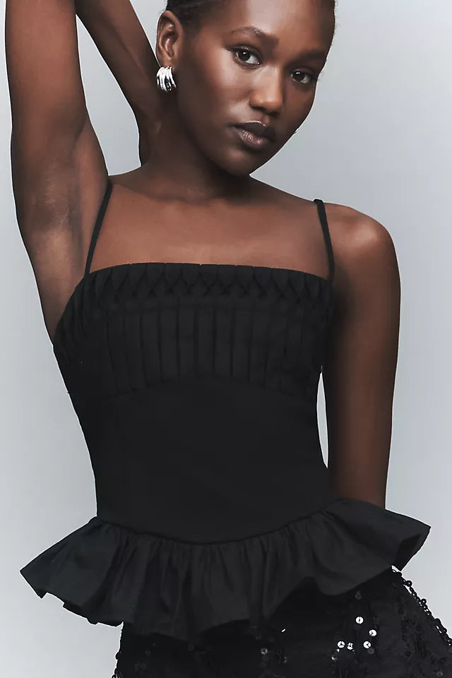 4SI3NNA Waisted Peplum Top Size XXS