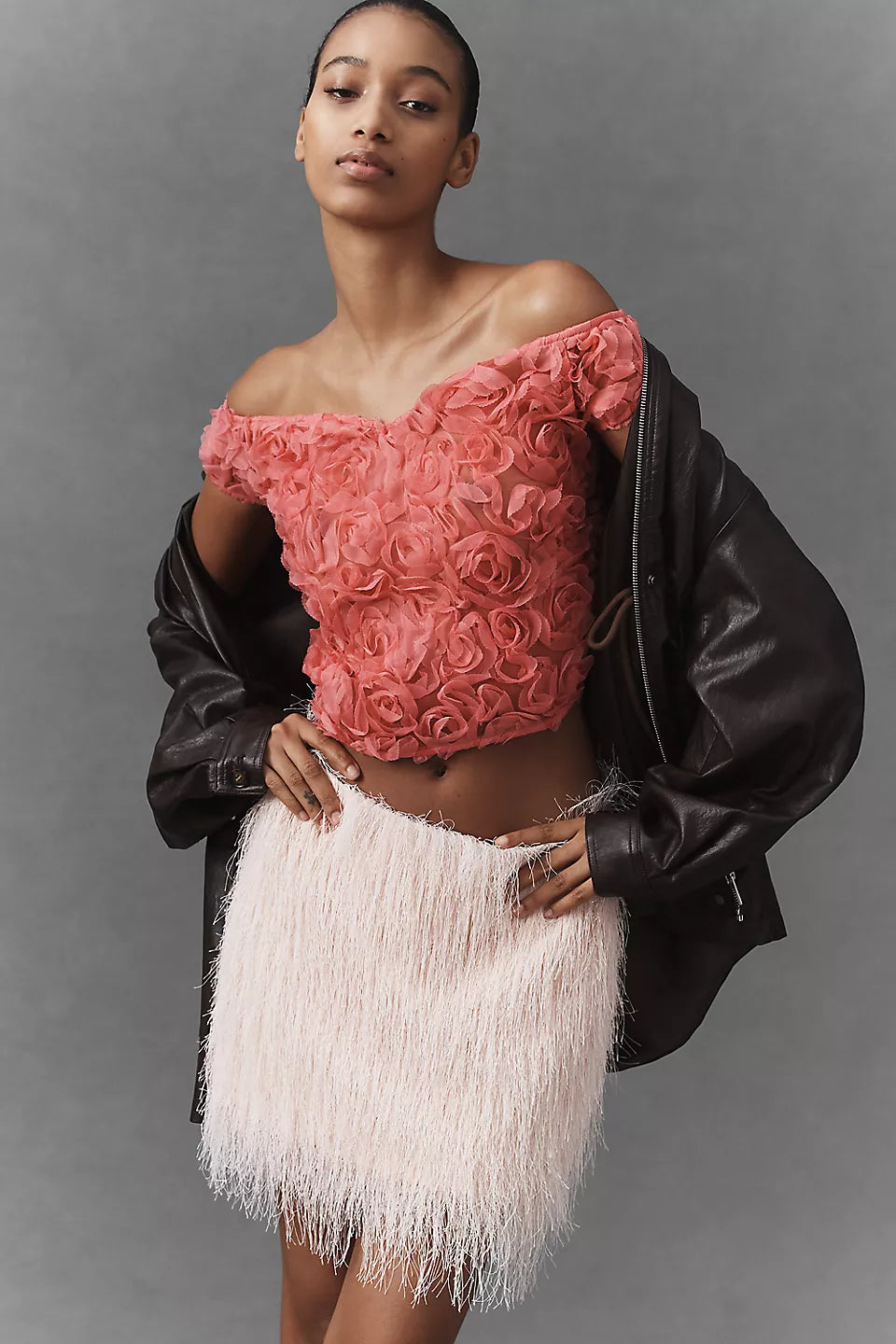 Anthropologie Maeve Off-Shoulder Rosette Top Size: XL