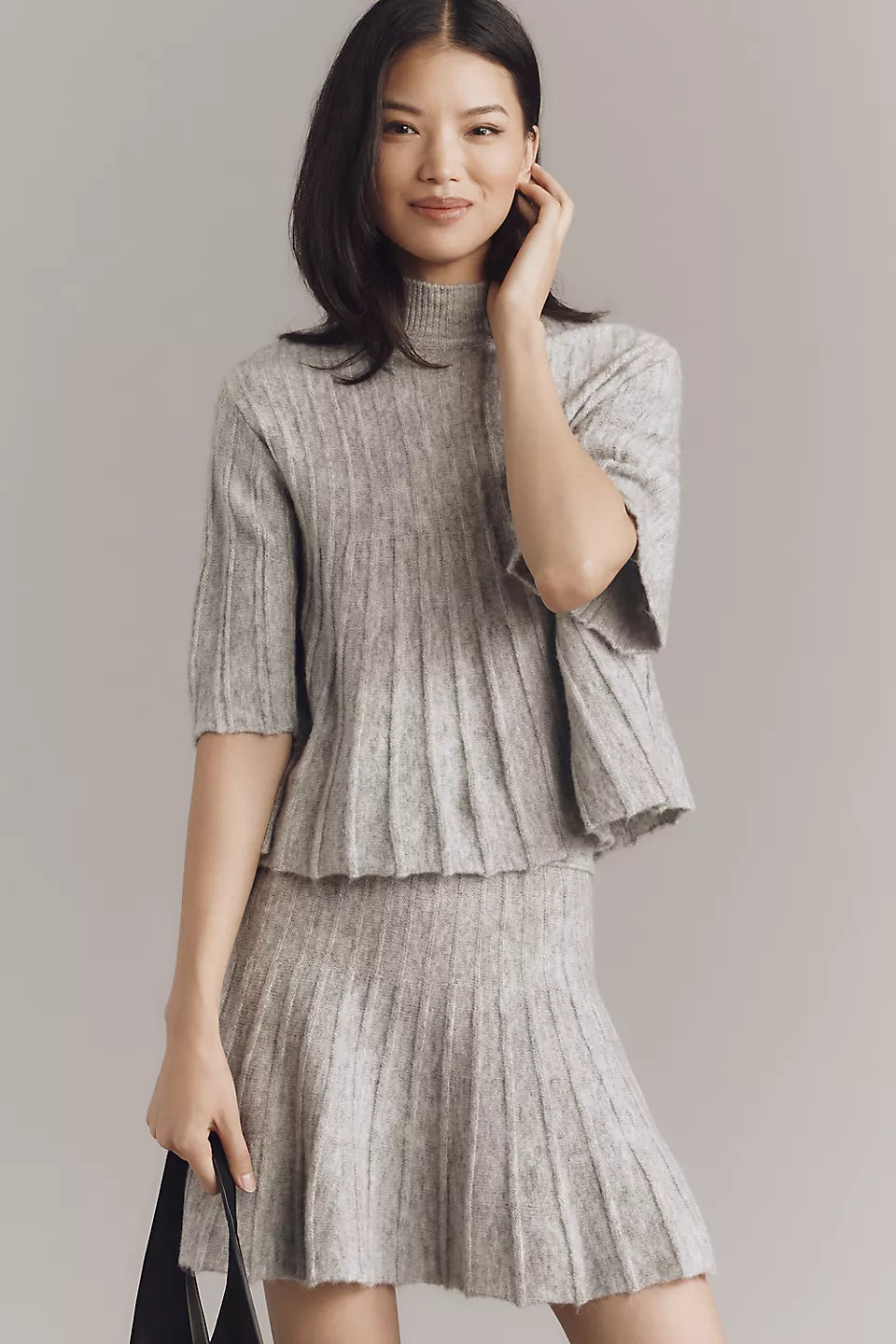 Maeve Short-Sleeve Mock-Neck Swing Sweater Size: S