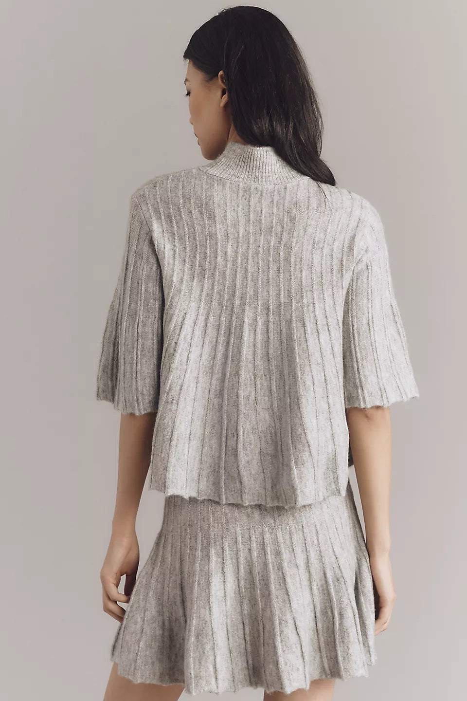 Maeve Short-Sleeve Mock-Neck Swing Sweater Size: S