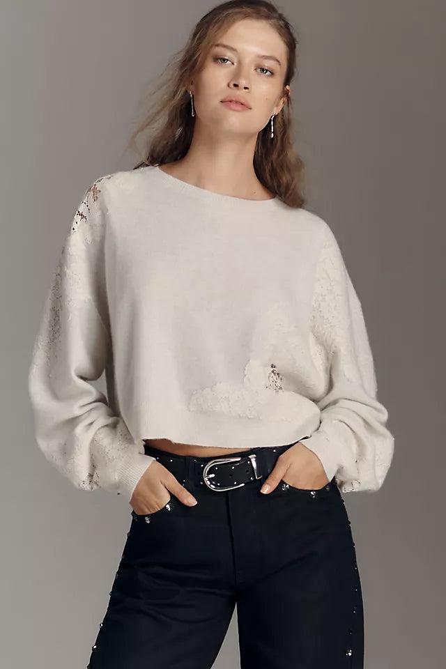 The Alani Cashmere Sweater by Pilcro: Crop Crew-Neck Edition Size L