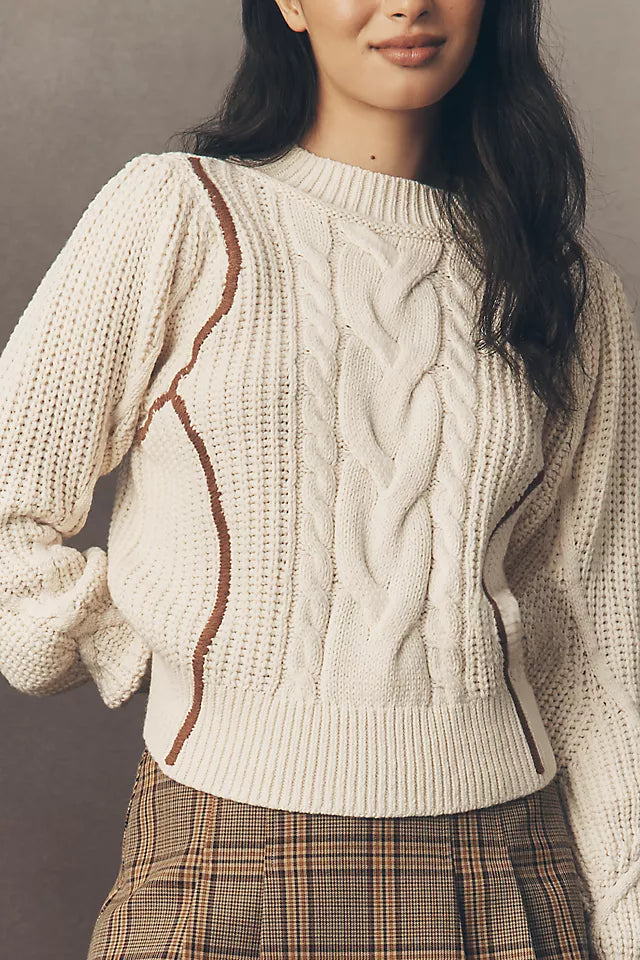 Anthropologie Mock-Neck Cable-Knit Sweater
