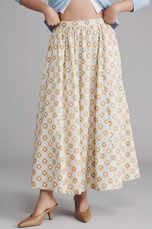 The Jacie Poplin Printed Maxi Skirt by Maeve Size S