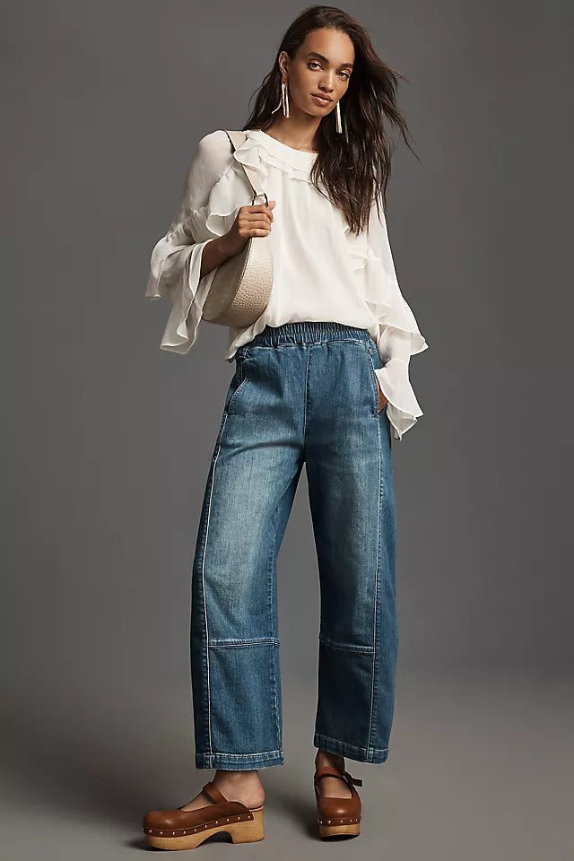 The Izzie Relaxed Pull-On Barrel Jeans by Pilcro Size S