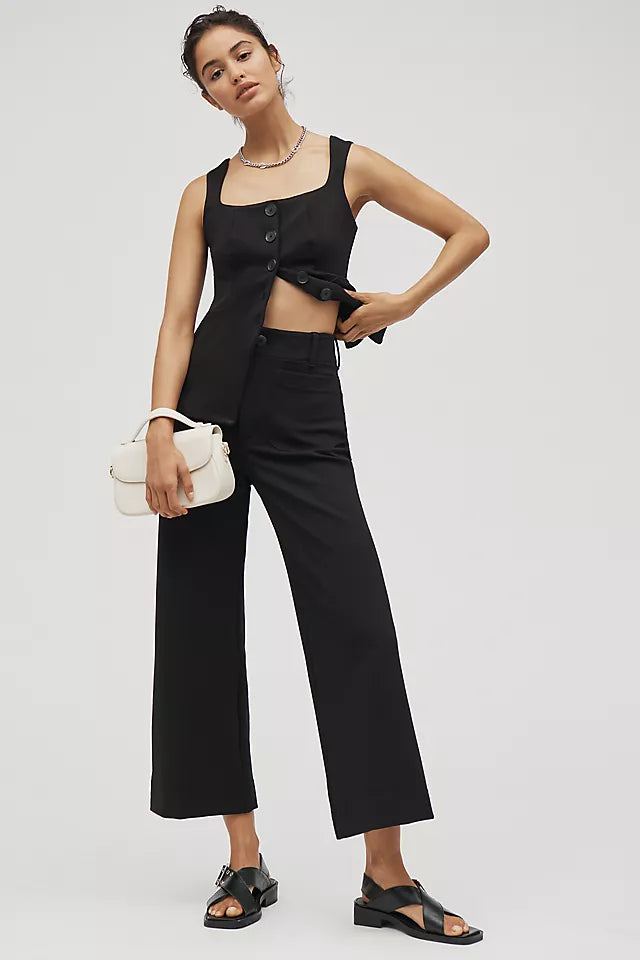The Colette Knit Crop Wide-Leg Pants by Maeve Size 28