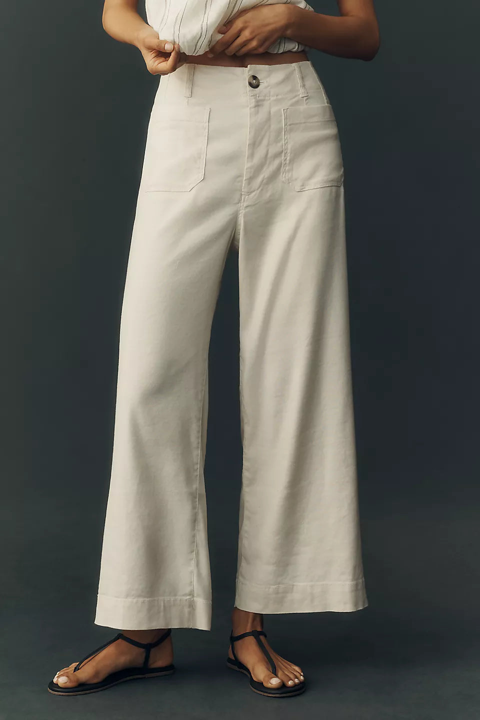 Anthropologie Colette European Linen Stretch High-Rise Wide-Leg Pants Size 31