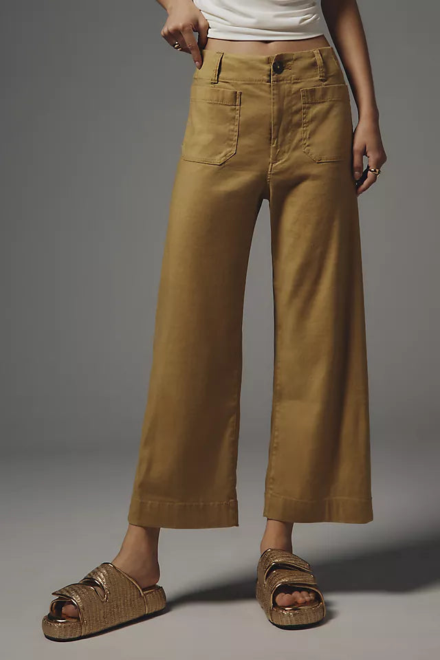 The Colette Linen Blend Crop Wide-Leg Pants by Maeve Size 28 Tall