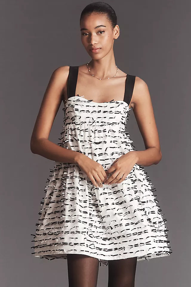 Maeve Sleeveless Textured Swing Mini Dress Size M